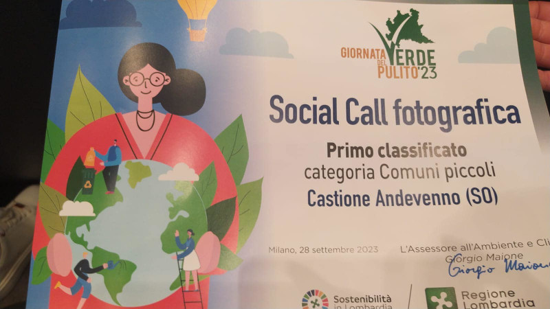 Castione Andevenno Giornata Verde Pulito 2023 premiazioni Palazzo Lombardia