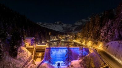 Impianti idroelettrici dighe illuminate Natale Valchiavenna