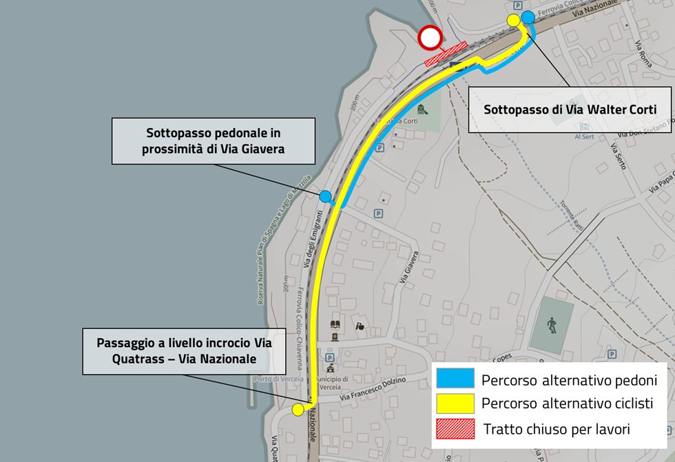 Percorsi alternativi chiusura passerella ciclopedonale